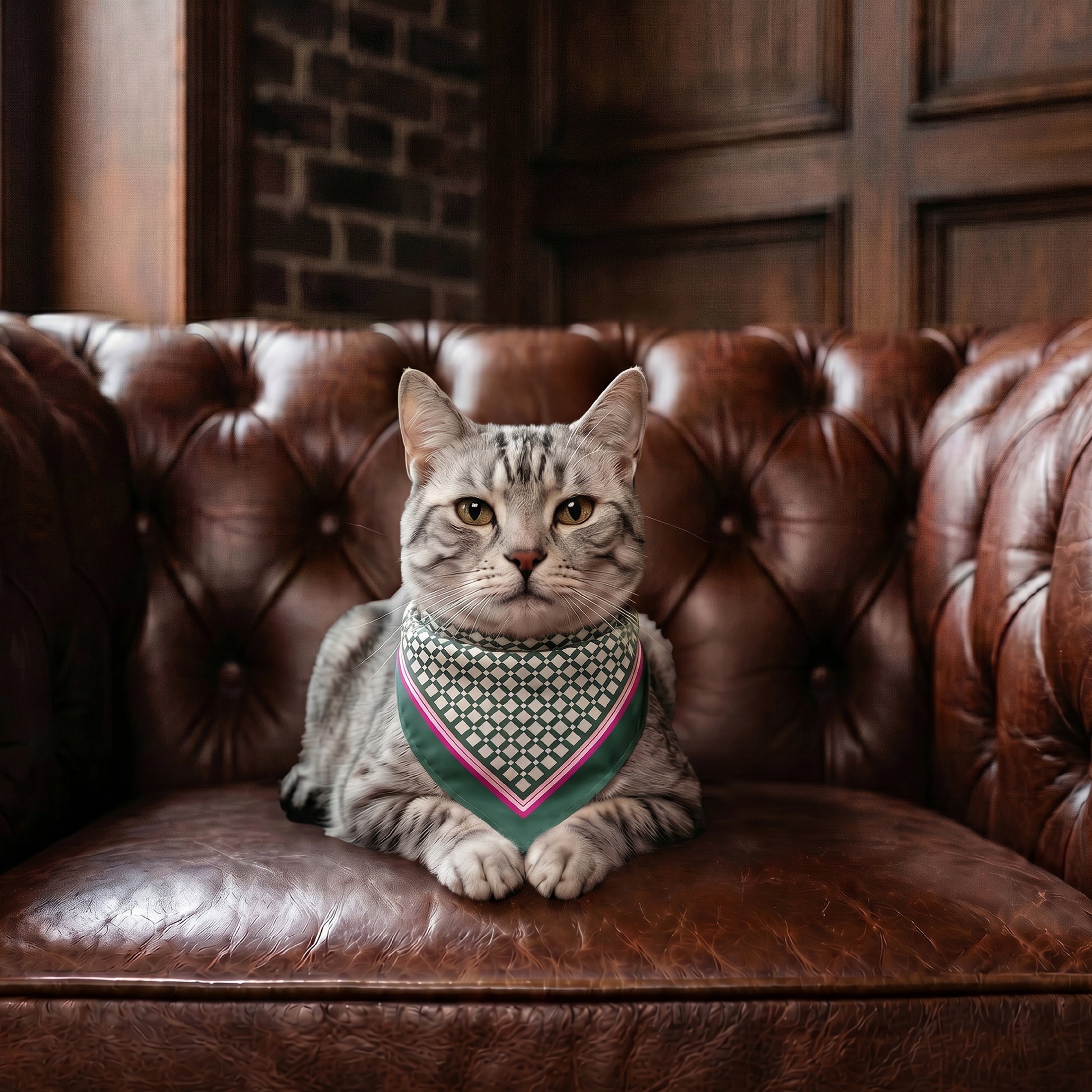 Pet Scarf · Green Pattern