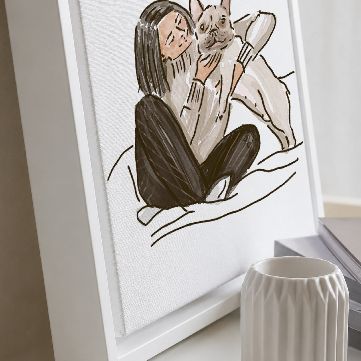Framed Canvas Pet & Person